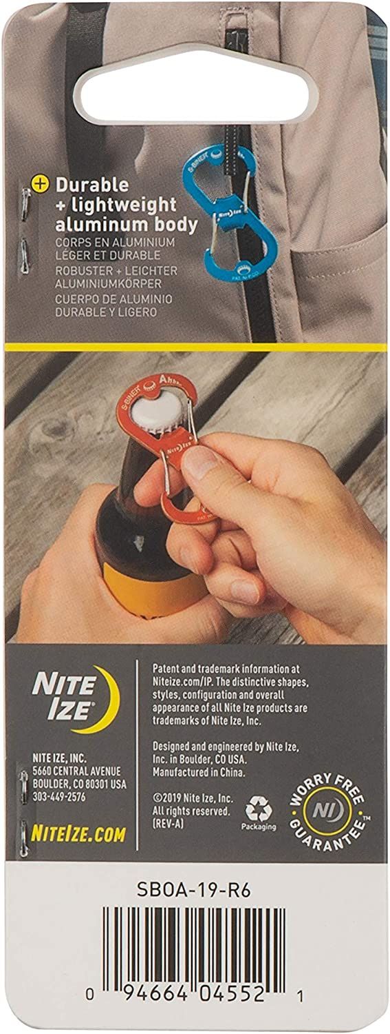 Карабин-открывалка Nite Ize Ahhh S-Biner SBOA-19-R6, алюминий, оранжевый - фото