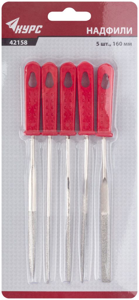 Набор надфилей алмазных узких 160 мм КУРС 42158, 5 шт - фото