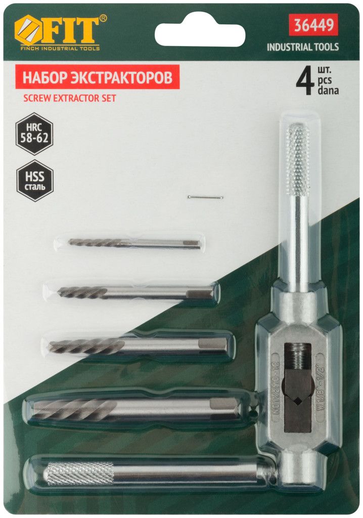 Набор экстракторов с метчикодержателем FIT Профи 36449, 5 предметов - фото