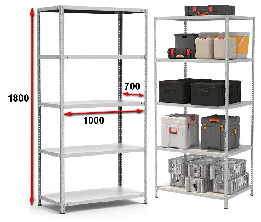 Стеллаж металлический до 125 кг, 5 полок Металл-завод СТФ 1075-1,8 1800х1000х700 мм - фото