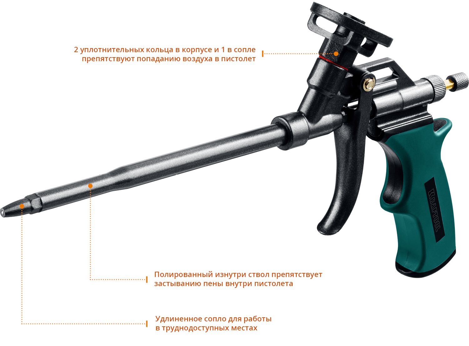 Пистолет тефлоновый для монтажной пены Panther Kraftool 06855 - фото