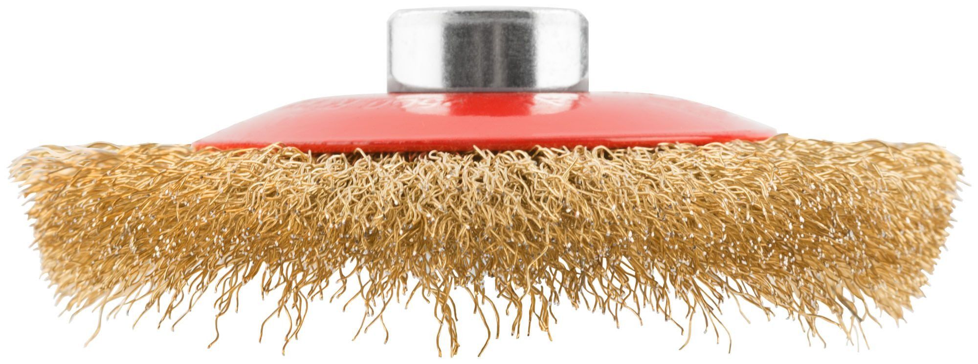 Корщетка-колесо с наклоном для УШМ 100 мм М14, латунированная проволока, FIT 39050 - фото