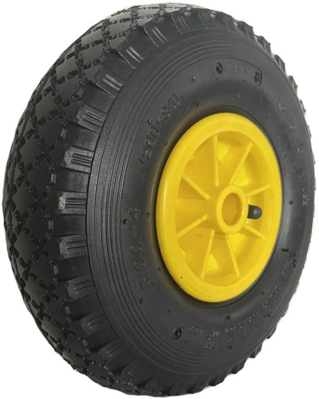 Изображение товара Пневматическое колесо 260 мм PR 1805-2 с пластиковым ободом желтое