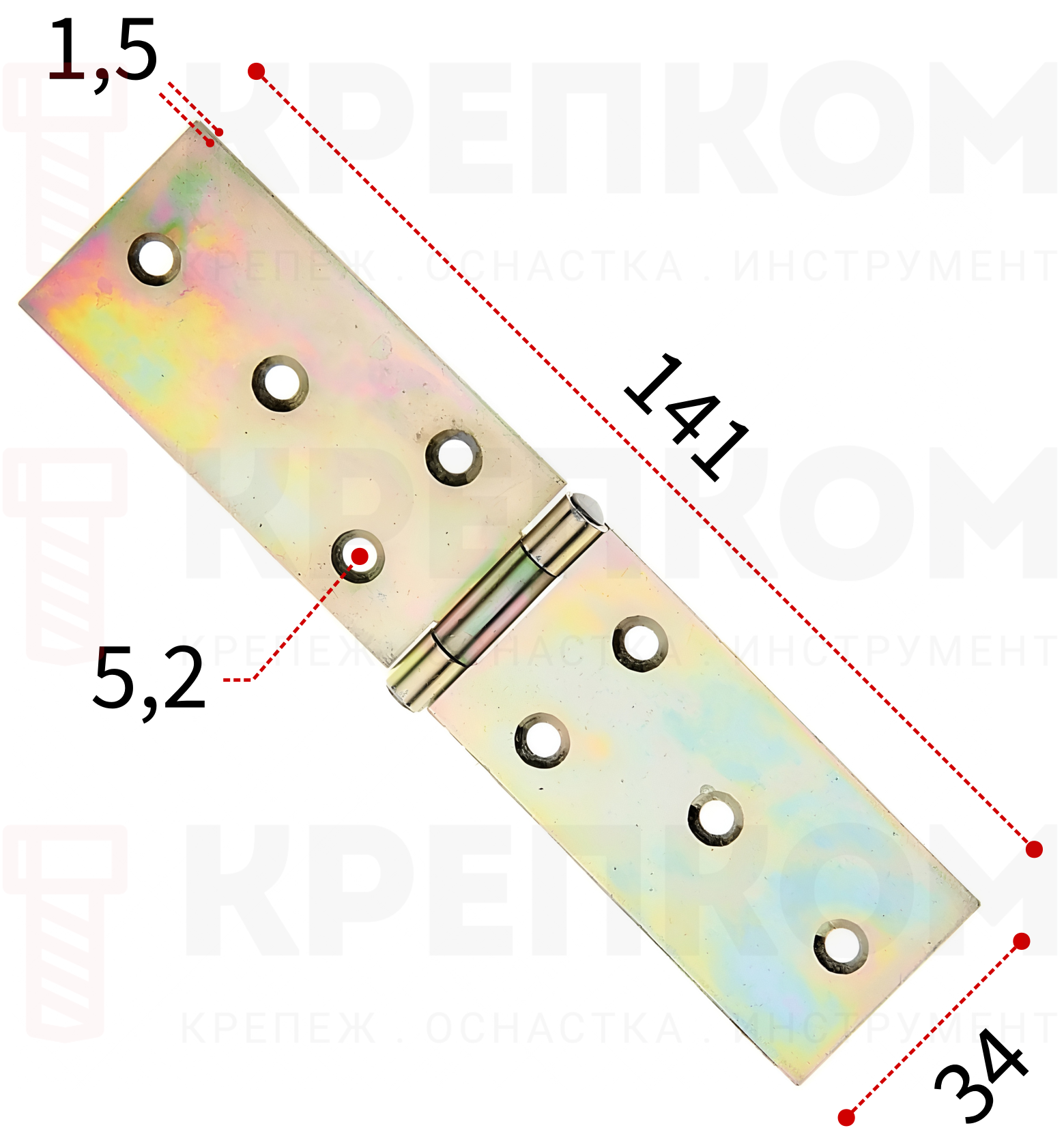 Петля для ящиков 141х34 мм Gah Alberts 346904, желтый цинк - фото