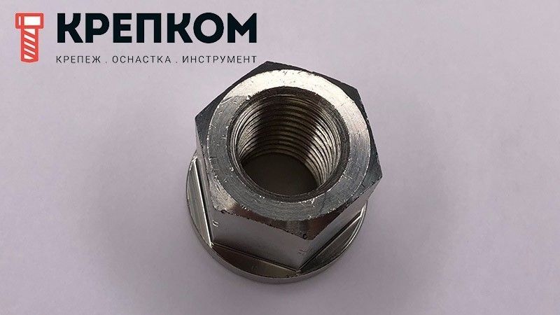 Гайка высокая с фланцем (с буртом) DIN 6331, нержавеющая сталь А4 - фото