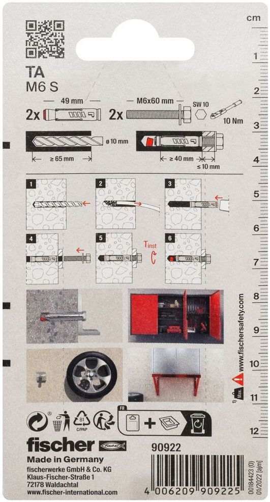 Анкер для высоких нагрузок Fischer TA М-S, оцинкованная сталь, 2 штуки в блистере - фото