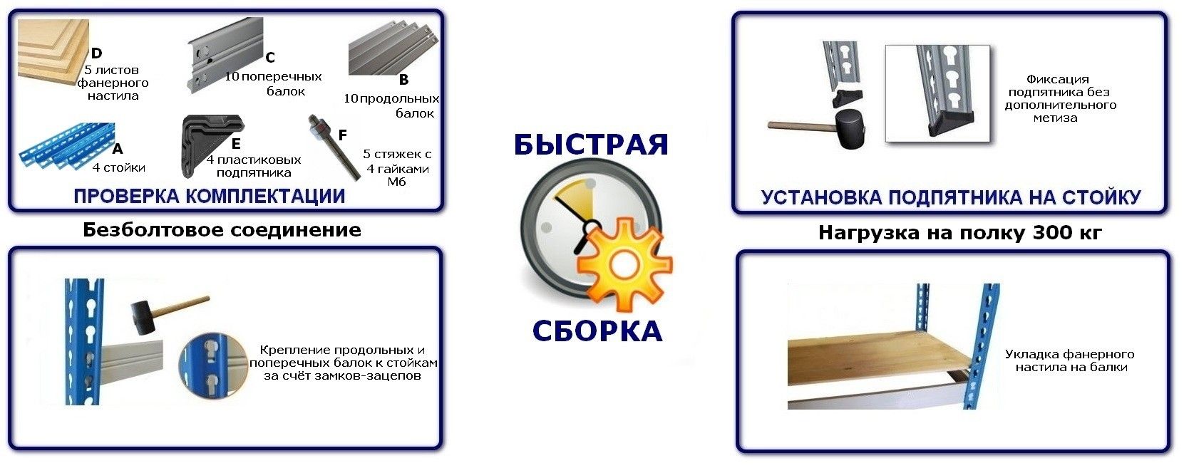 Стеллаж металлический до 300 кг, 5 полок Металл-завод МКФ 15915-2,5 2500х1525х910 мм - фото