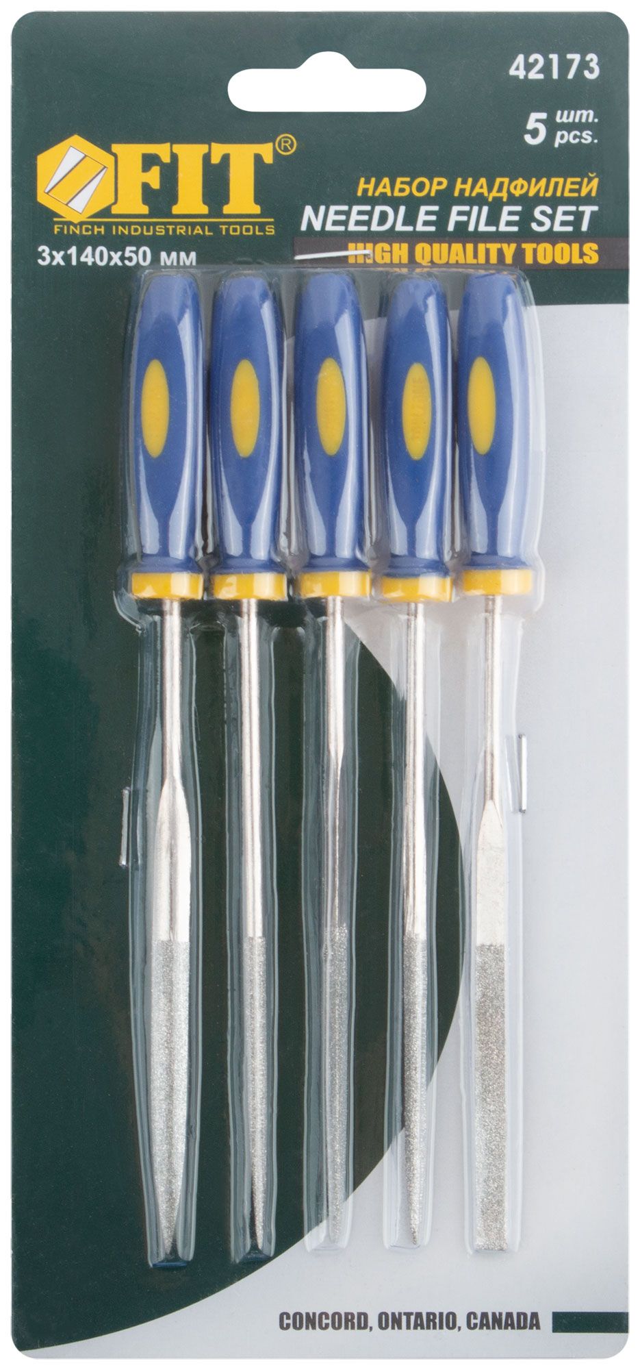 Набор надфилей 3х140х50 мм FIT 42173, 5 шт - фото