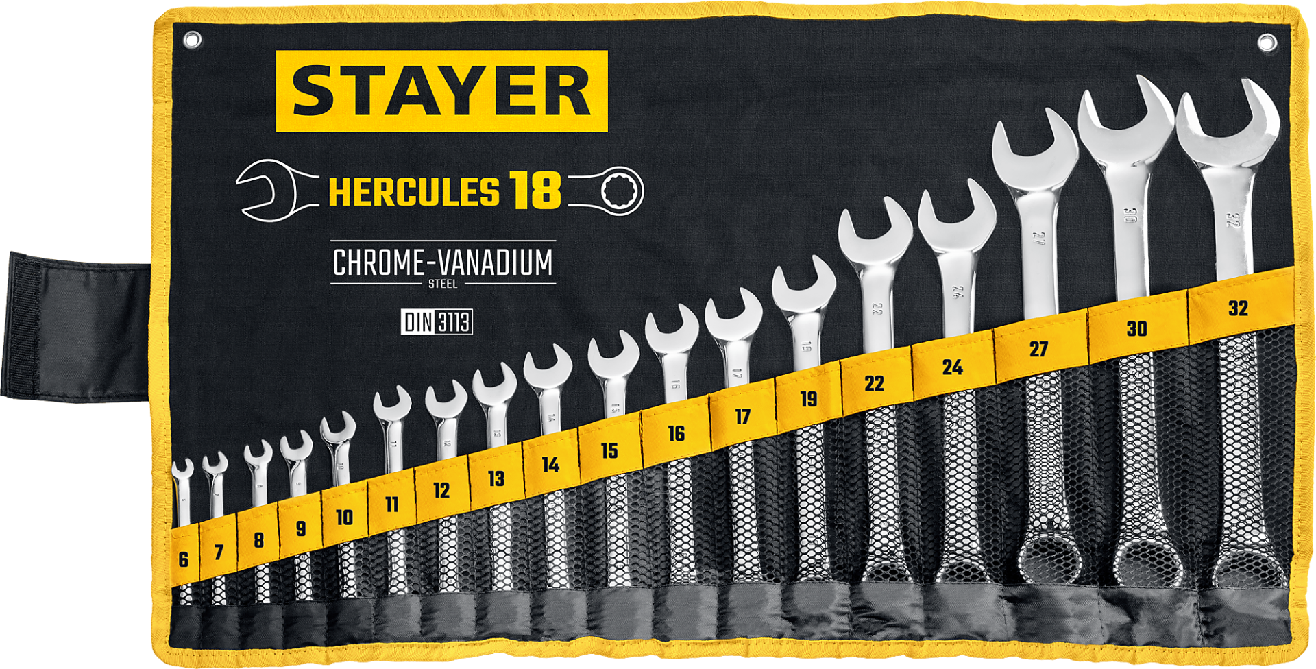 Набор гаечных комбинированных ключей 6-32 мм Hercules Stayer 27081-H18, 18 шт - фото