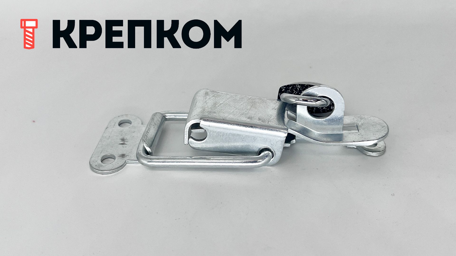 Замок-защелка лягушка с ушком L=80 B80-3, оцинкованная сталь - фото