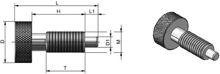 Плунжер резьбовой с накатанной головкой T14 - фото