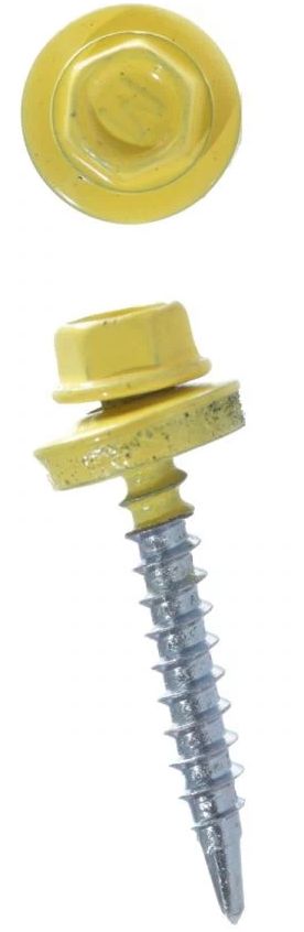 Саморез кровельный со сверлом 5,5х38 RAL 1016 зеленовато- желтый (сера) - фото