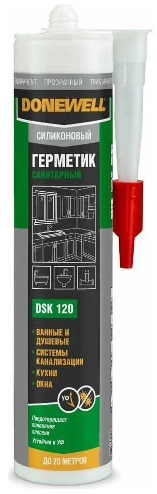 Изображение товара Герметик силиконовый санитарный 260 мл Donewell DSK-120, прозрачный