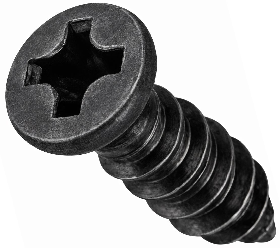 Шуруп 2х4 мм с потайной головкой и острым концом, черный - фото