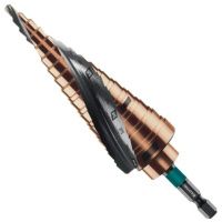 Сверло ступенчатое 4-32 мм, хвостовик HEX 1/4" M35 Cobalt Kraftool 29691-4-32-15, 15 ступеней