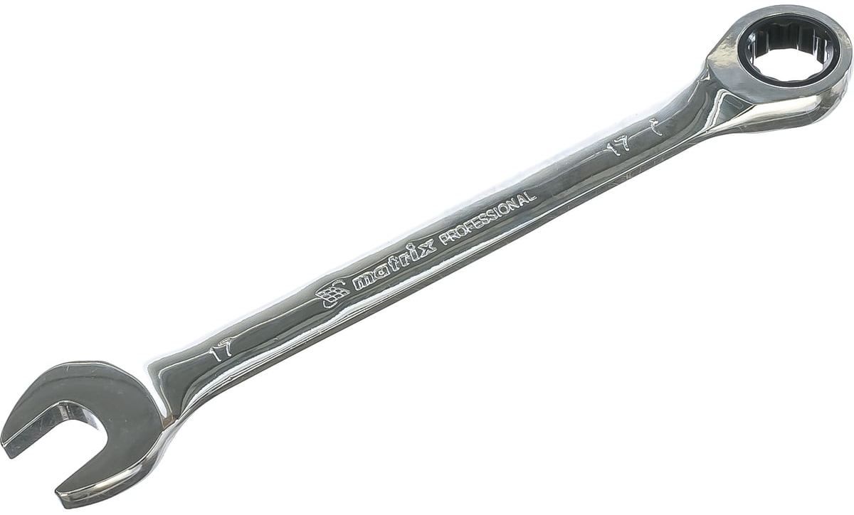Ключ комбинированный трещеточный 17 мм Matrix 14810, хромованадиевая сталь - фото