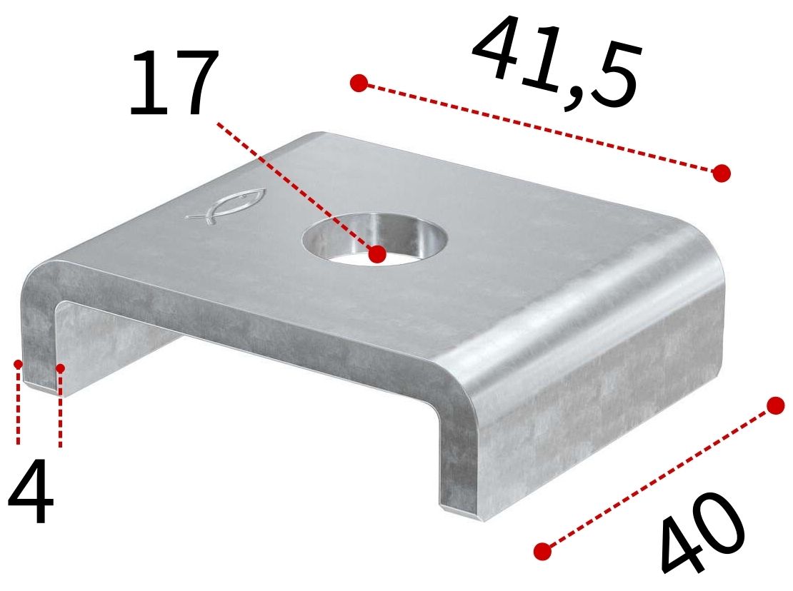 Шайба U-образная для профиля FUS Fischer HK 41х17 561253, оцинкованная сталь - фото