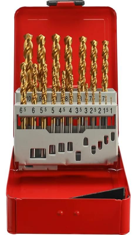 Набор сверл по металлу 1-10 мм HSSE-Co5 TiN 130° DIN 338 PRO H-Tools 215214TPRO, 19 шт - фото