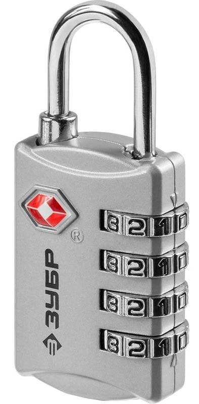 Изображение товара ЗУБР TSA Профессионал 37114 - навесной кодовый замок из стали, 3, 6 мм дужка