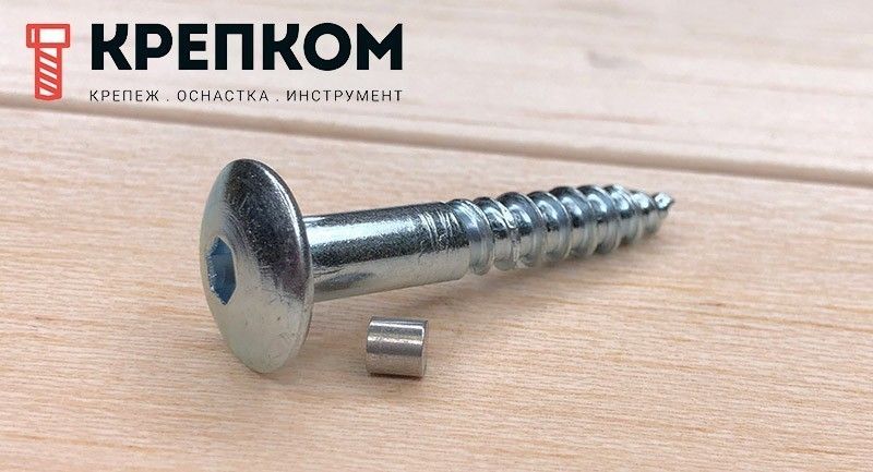 Антивандальный шуруп (саморез) 88110 с внутренним шестигранником и заглушкой от выкручивания