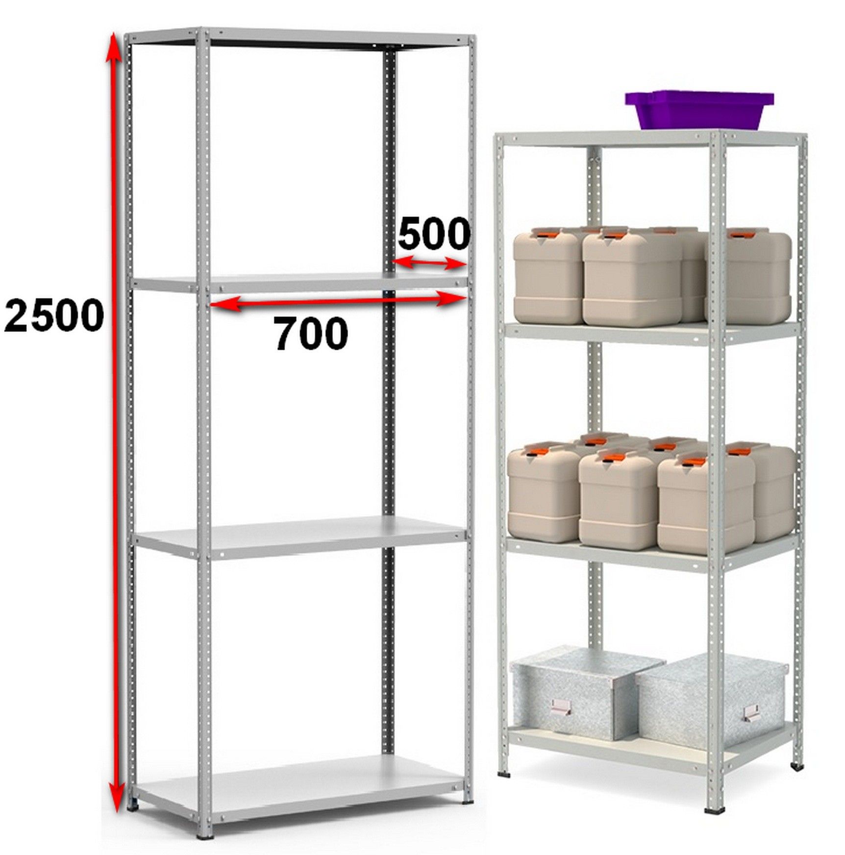 Стеллаж металлический до 150 кг, 4 полки Металл-завод СТФ 754-2,5 2500х700х500 мм - фото