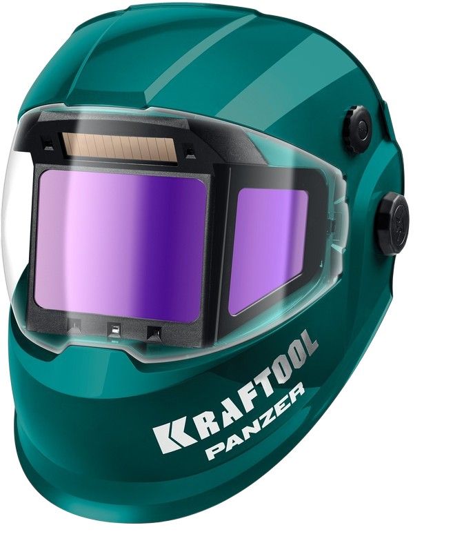 Маска сварщика хамелеон, панорамный трёхсторонний светофильтр, затемнение 3/4-8/9-14 Panzer Kraftool 11061 - фото