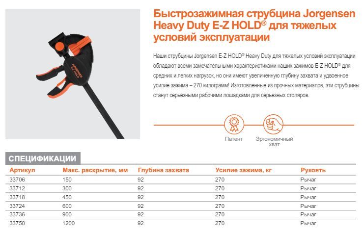 Струбцина быстрозажимная Heavy-duty E-Z HOLD Pony Jorgensen - фото