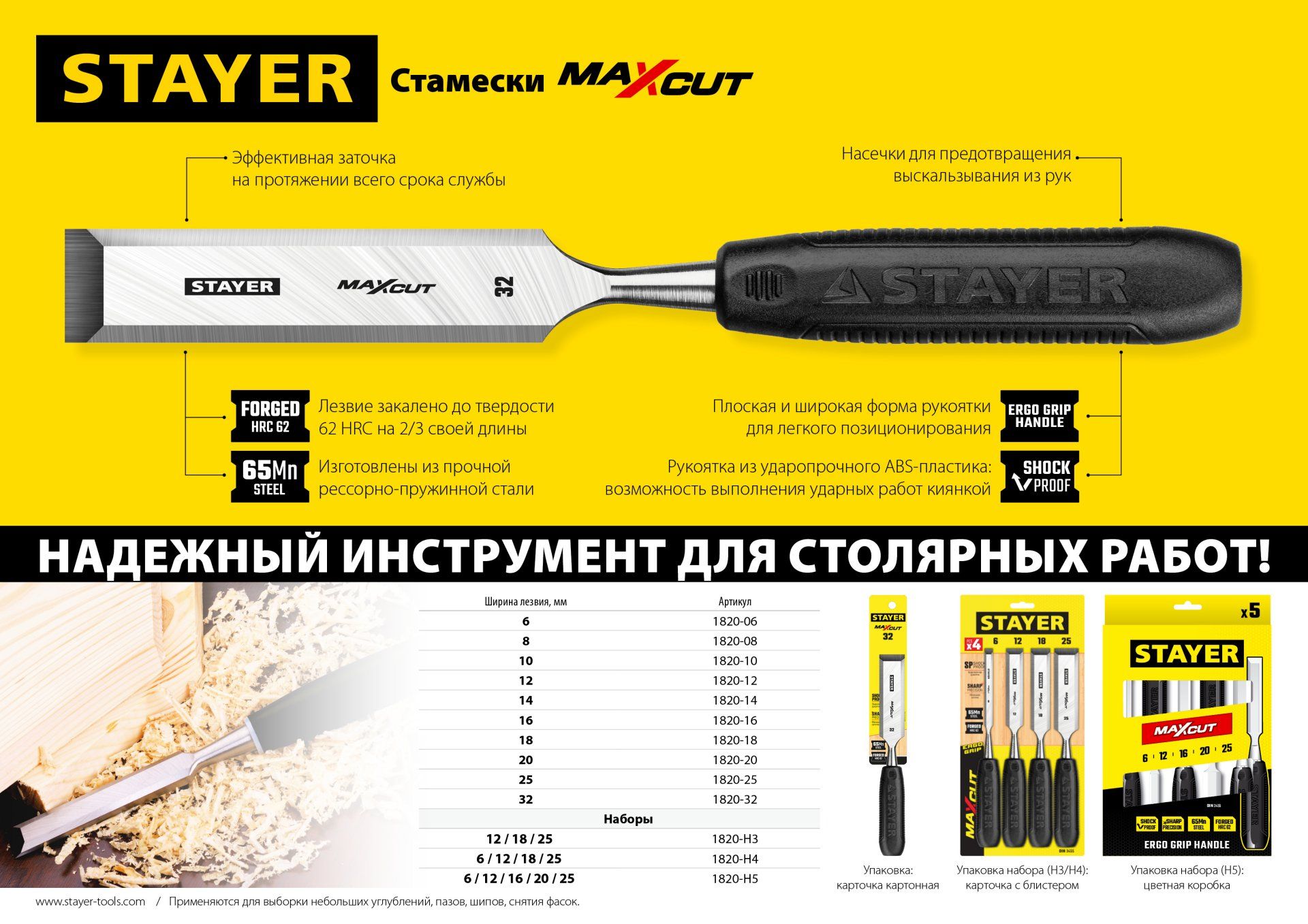 Стамеска плоская с пластиковой рукояткой Stayer Max-Cut Master - фото
