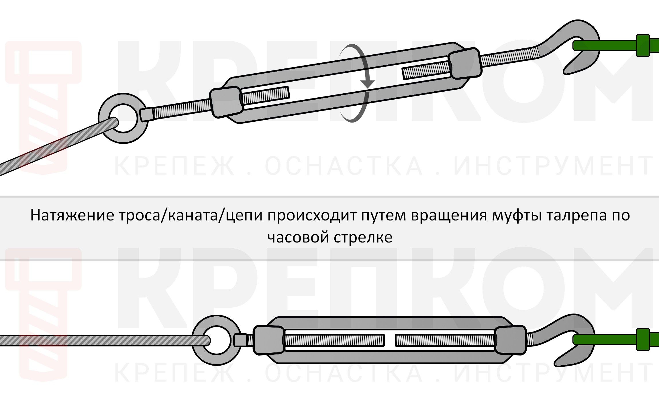 Талреп М8 крюк-кольцо DIN 1480, нержавеющая сталь А4 - фото