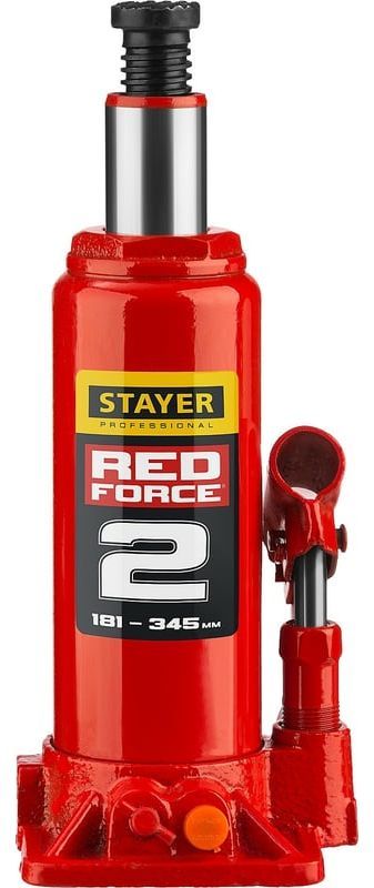 Домкрат гидравлический бутылочный 2 т 181-345 мм Stayer Red Force 43160-2_z01 - фото