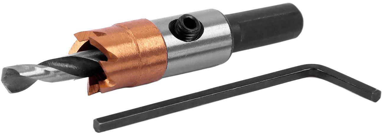 Коронка по металлу 12 мм с центрирующим сверлом без пружины, ц/х Messer 21-02-012, HSS-TiN - фото