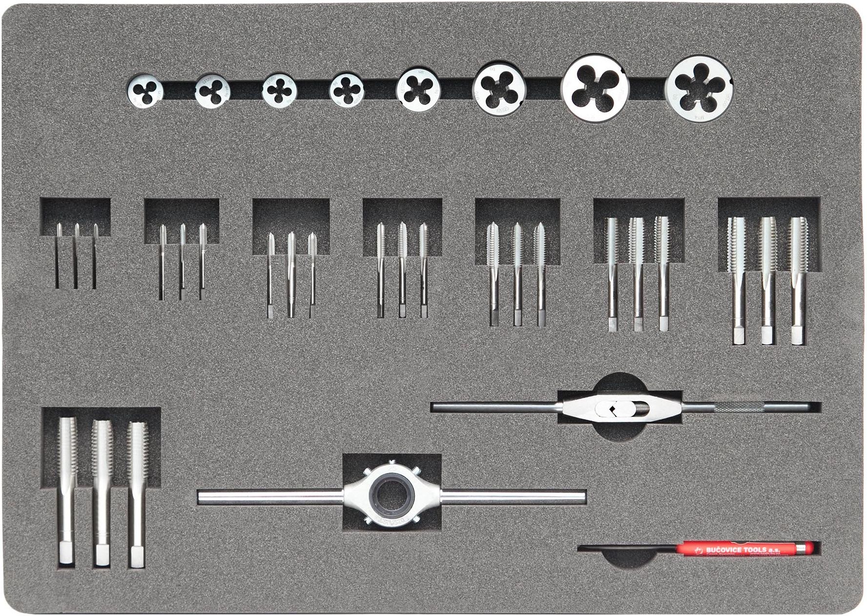Резьбонарезной набор M3-24 115CrV3 Bucovice 310240, 61 предмет - фото