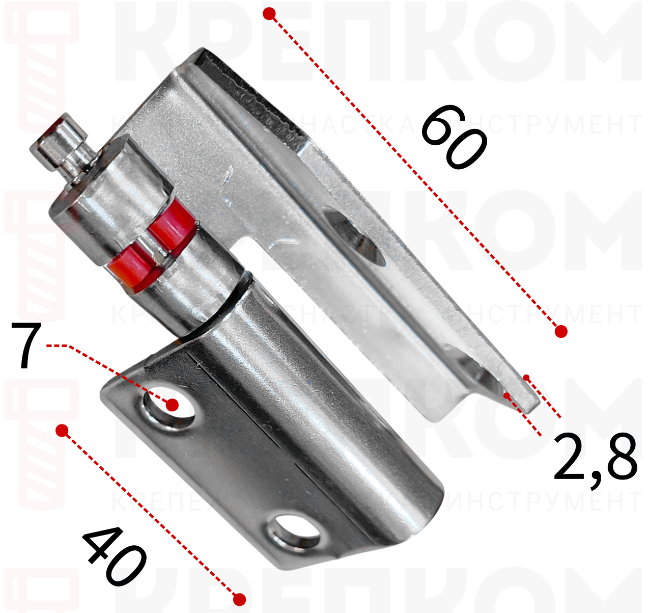 Петля потайная съемная 60 мм L250C-R, правая, нержавеющая сталь А2 - фото