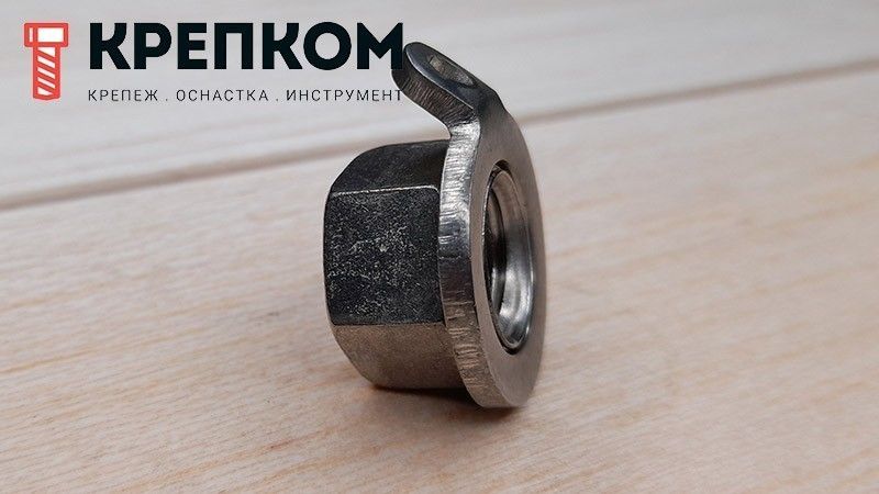 Гайка с вращающейся шайбой и ушком для фиксации 88153, нержавеющая сталь А2 - фото