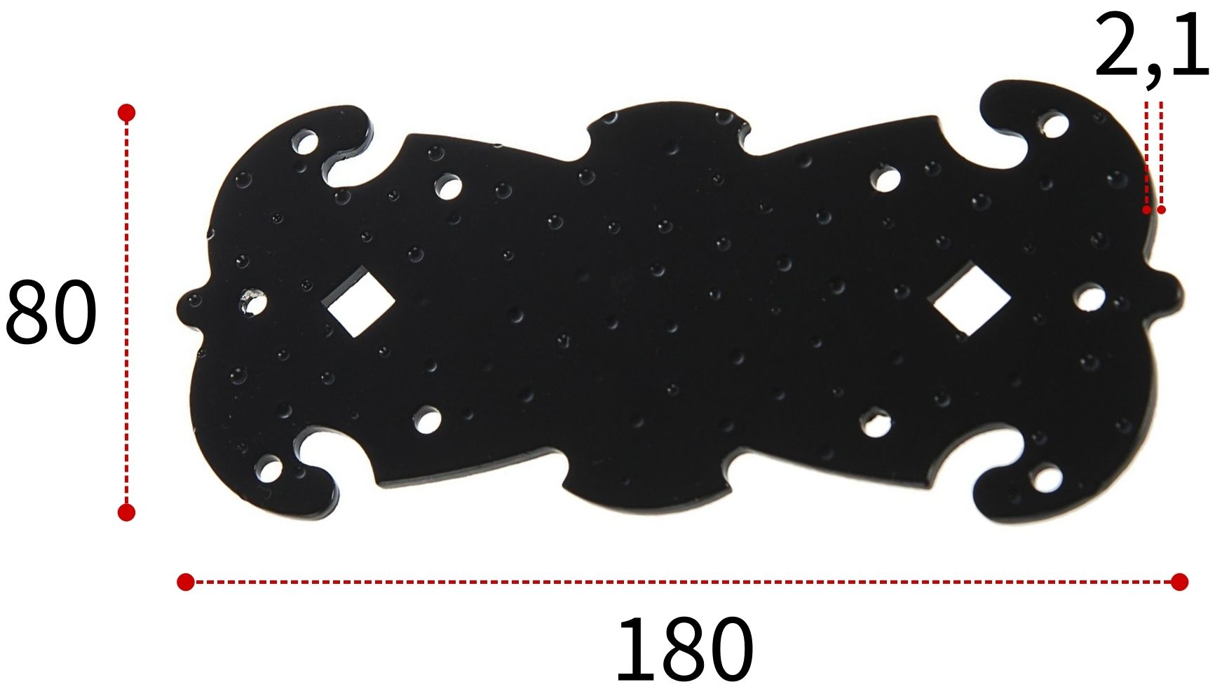 Пластина крепежная фигурная 180х80х2,1 мм, черная - фото