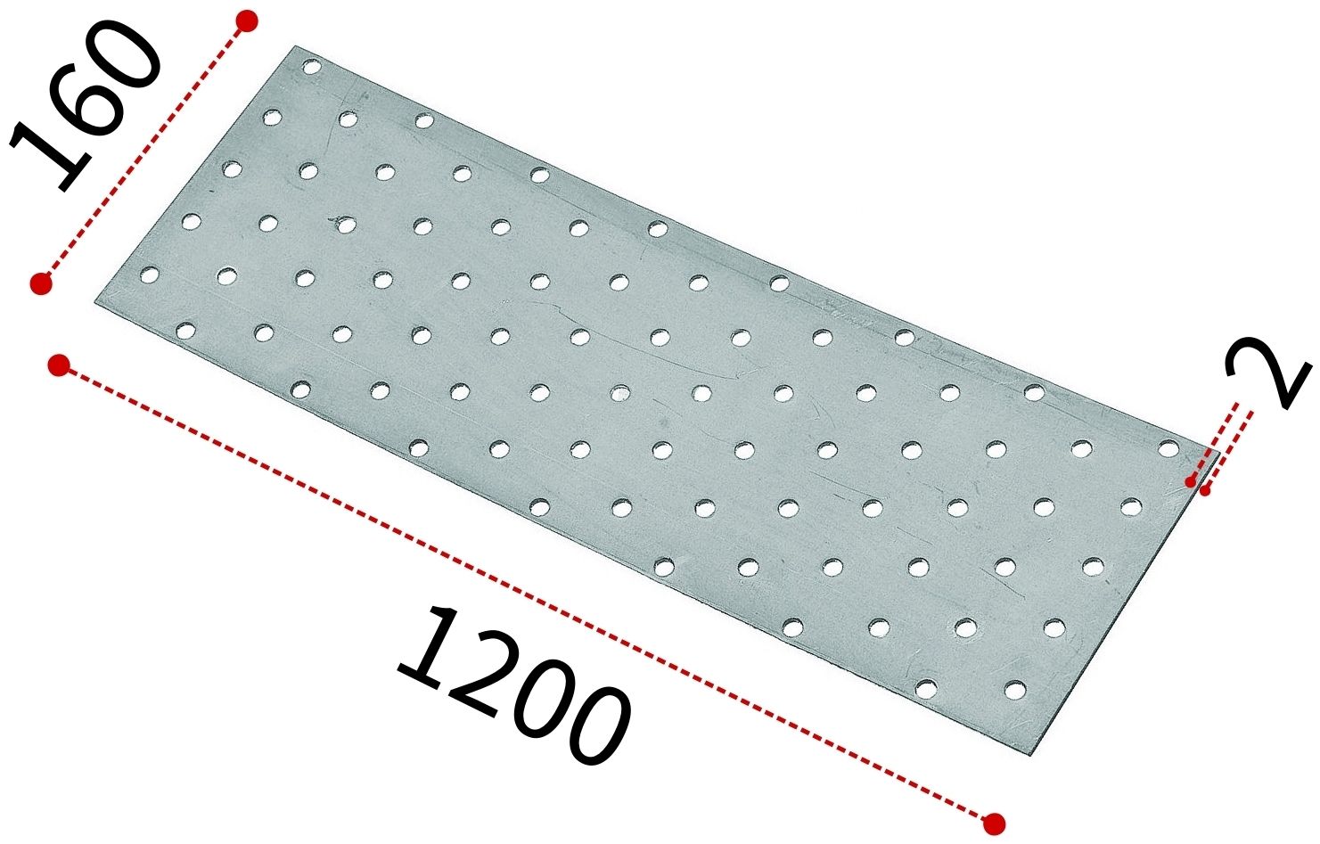 Изображение товара Соединительная пластина из оцинкованной стали 160x1200x2 мм ПС