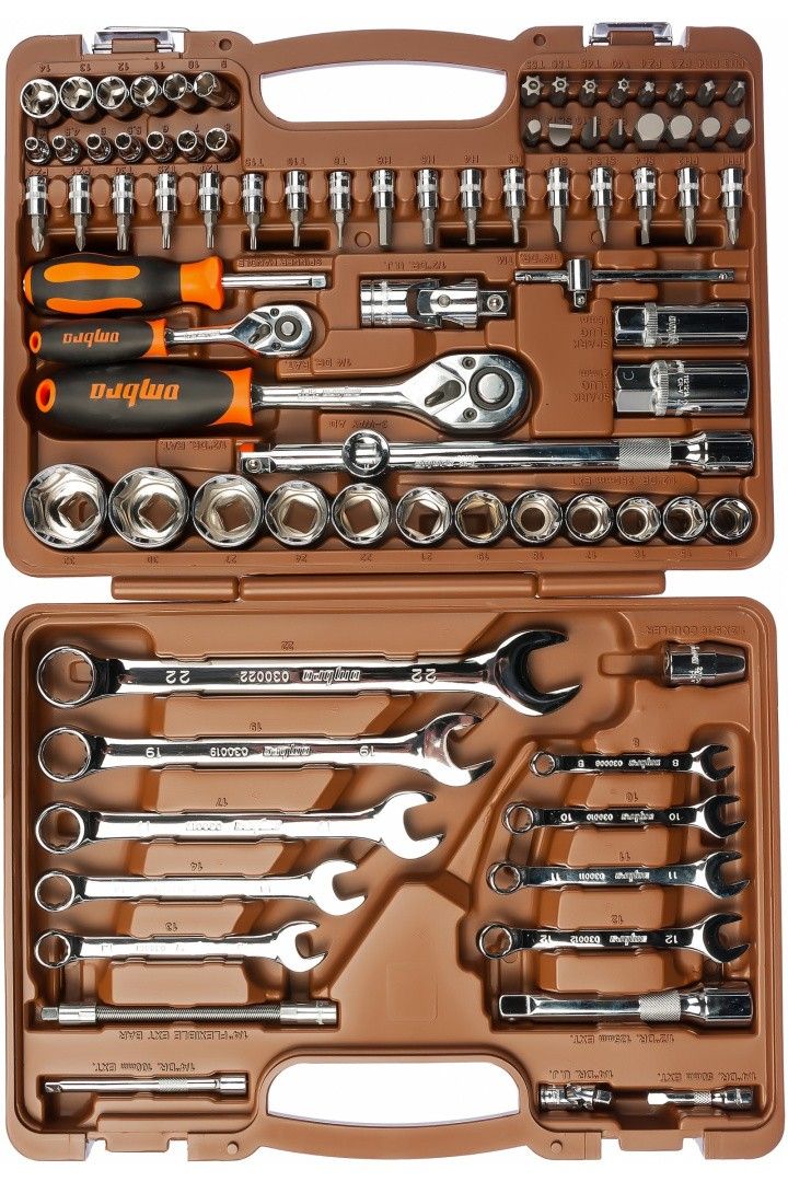 Универсальный набор инструмента 1/4"DR, 1/2"DR Ombra OMT82S, 82 штуки - фото
