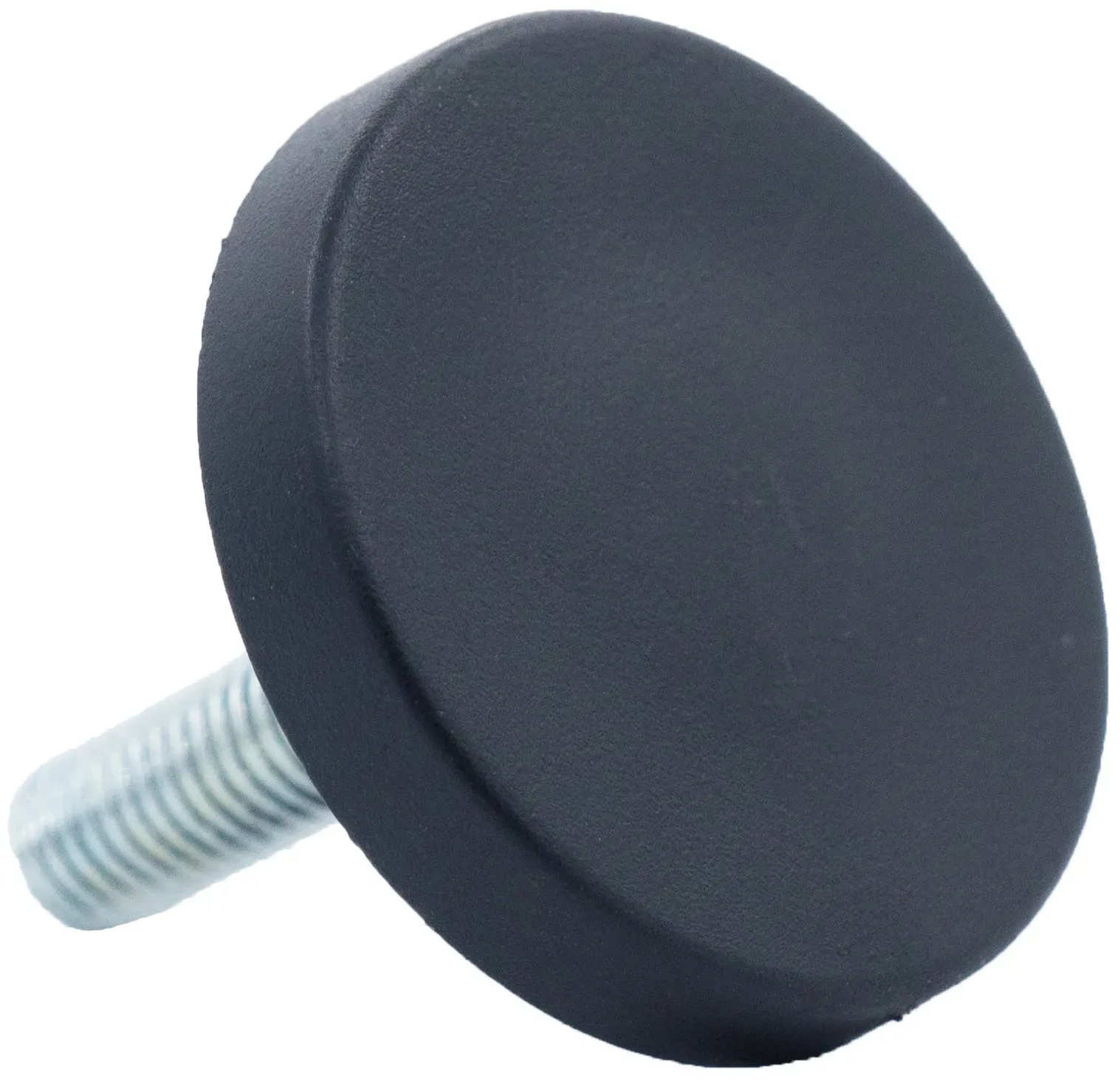 Опора регулируемая с круглым основанием 40 мм и резьбовым стержнем М8х30 40М8-30ЧН, пластик, черная (RAL 9005)  - фото