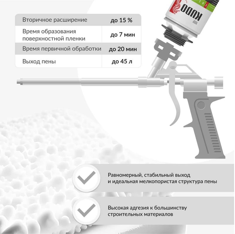 Пена монтажная полиуретановая Pur-o-flex 1000 мл Kudo 67952 - фото