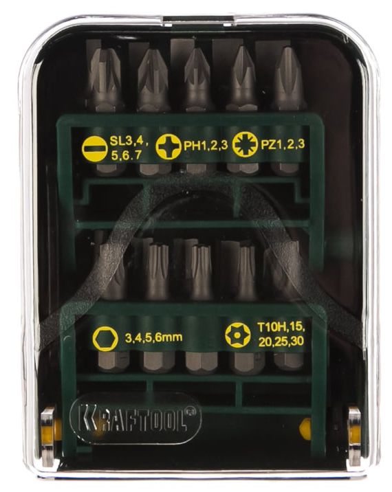 Набор бит в мобильном бит-боксе с клипсой Kraftool 26135-Н21 - фото