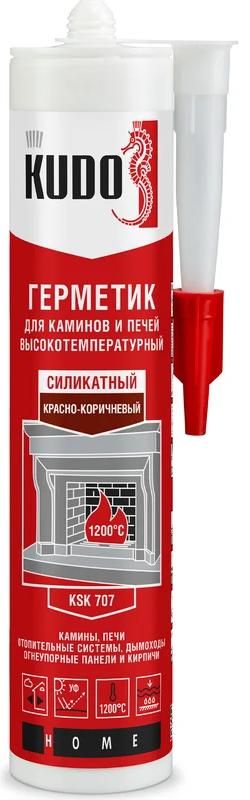 Герметик силикатный для печей и каминов 280 мл Kudo KSK-707, красно-коричневый  - фото