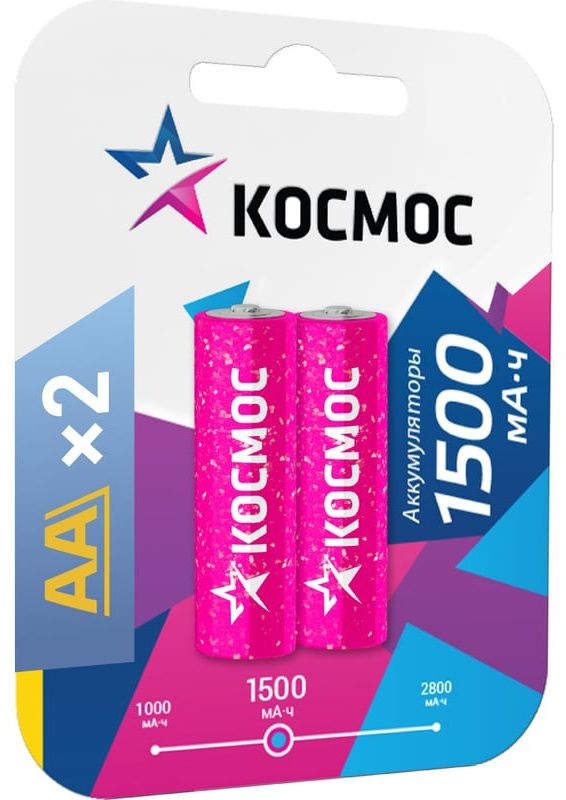 Батарейки R6 1500 мАч Ni-MH Космос, 2 шт - фото