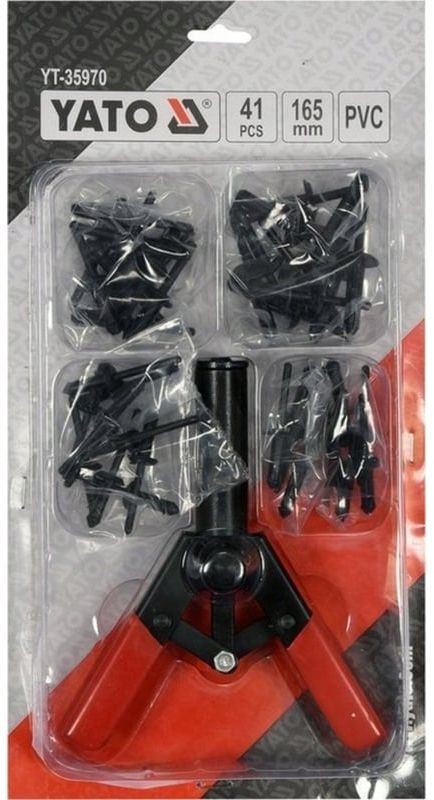 Заклепочник ручной для пластиковых заклепок YATO YT-35970, 41 предмет - фото