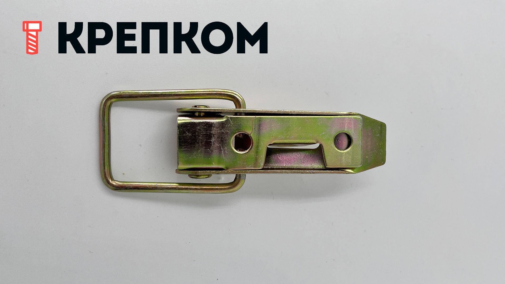 Замок-защелка лягушка с ушком L=80 B28, желтый цинк, 50 шт - фото