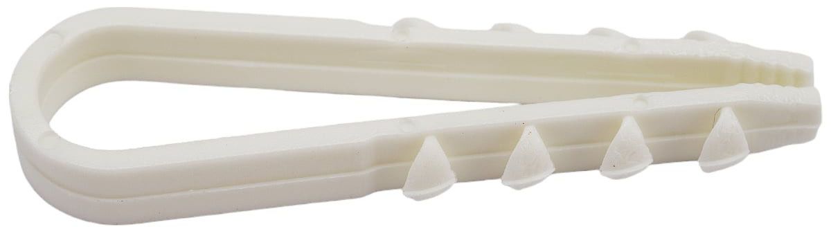 Дюбель хомут круглый белый, нейлон - фото