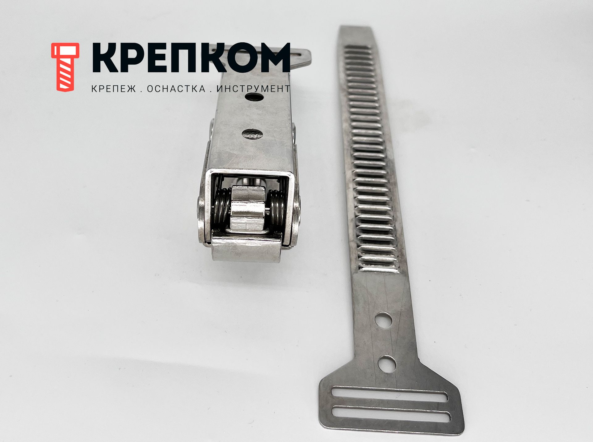 Замок-защелка с кольцевым натяжением L=132 мм, нагрузка 102 кг, BH13, нержавеющая сталь А2 - фото