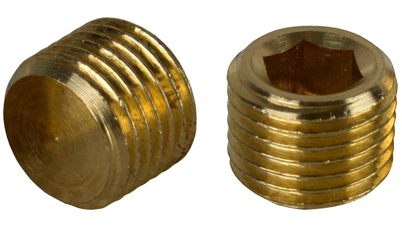 Пробка (заглушка) с дюймовой резьбой R 1/4" DIN 906, латунь - фото