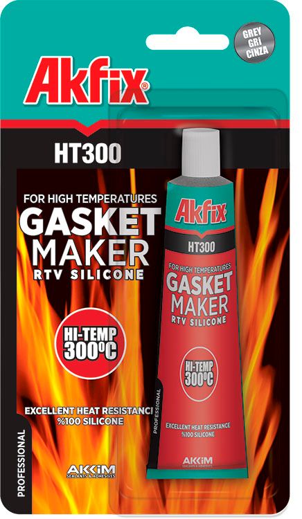 Герметик силиконовый термостойкий 50 мл HT300 Akfix SA215, красный - фото