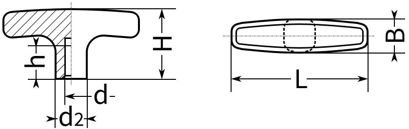 Рукоятка Т-образная с внутренней резьбой U51, пластик - фото