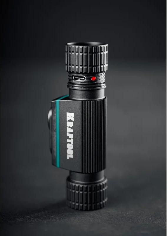 Фонарь налобный/ручной аккумуляторный 1000 лм, 4 режима, 2200мАч KH-7 Kraftool 56450 - фото